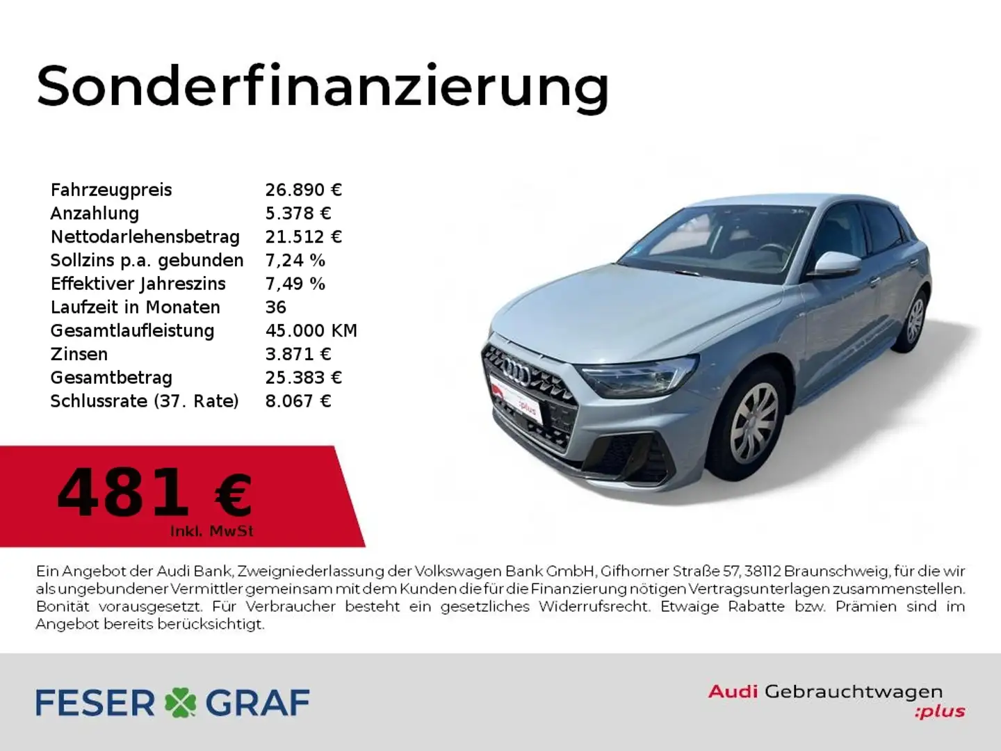 Audi A1 Sportback S-line 30 TFSI S tronic LED/Sitzhzg./VC/ Grau - 1