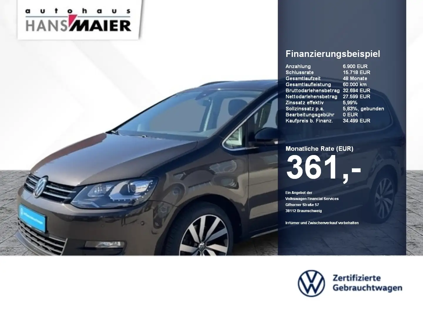 Volkswagen Sharan Active 1.4 TSI DSG DCC Xenon ACC Navi Navi Negro - 1