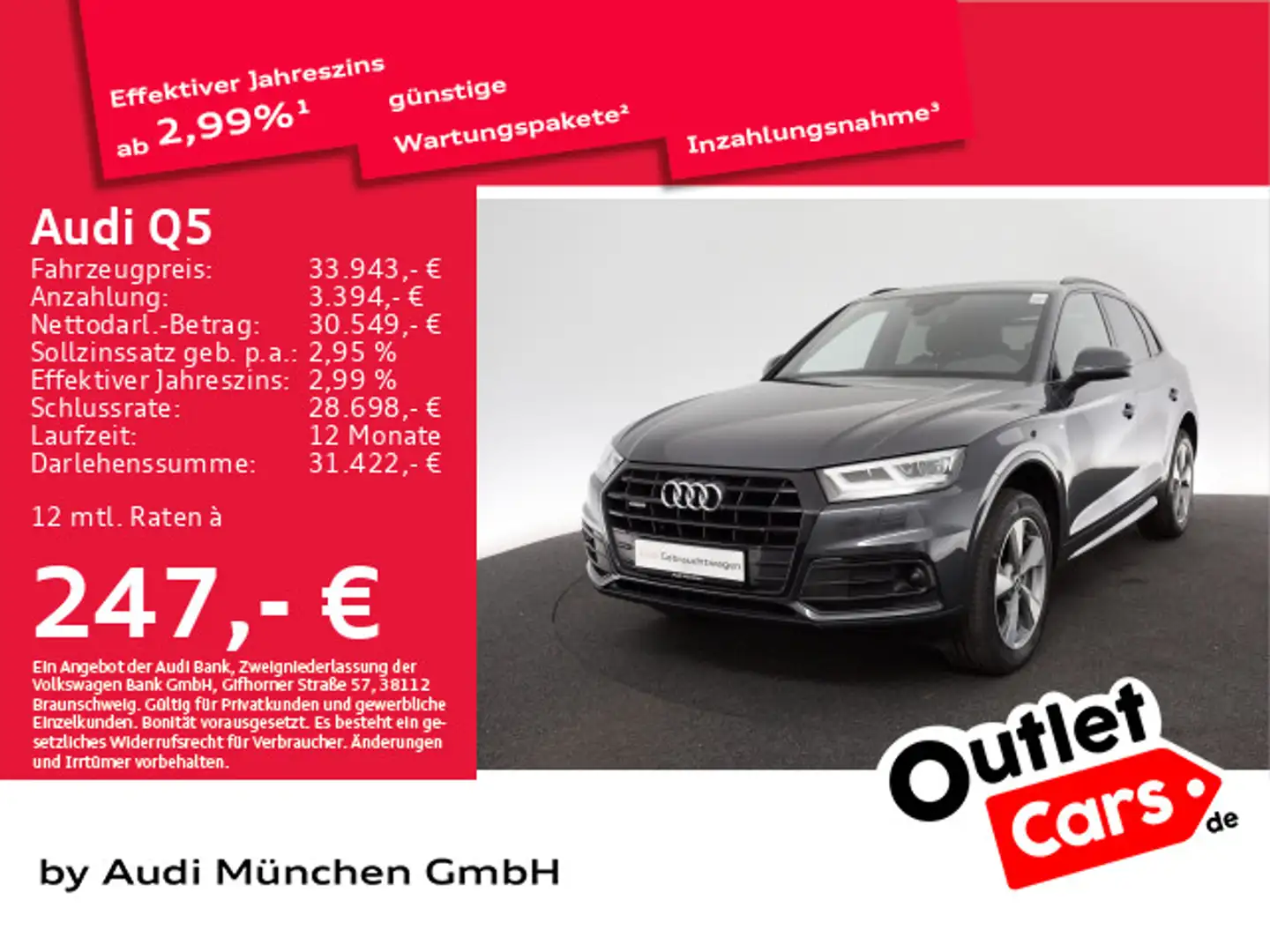 Audi Q5 40 TDI qu. S tronic S line StdHzg/AHK/ACC/LED Grijs - 1