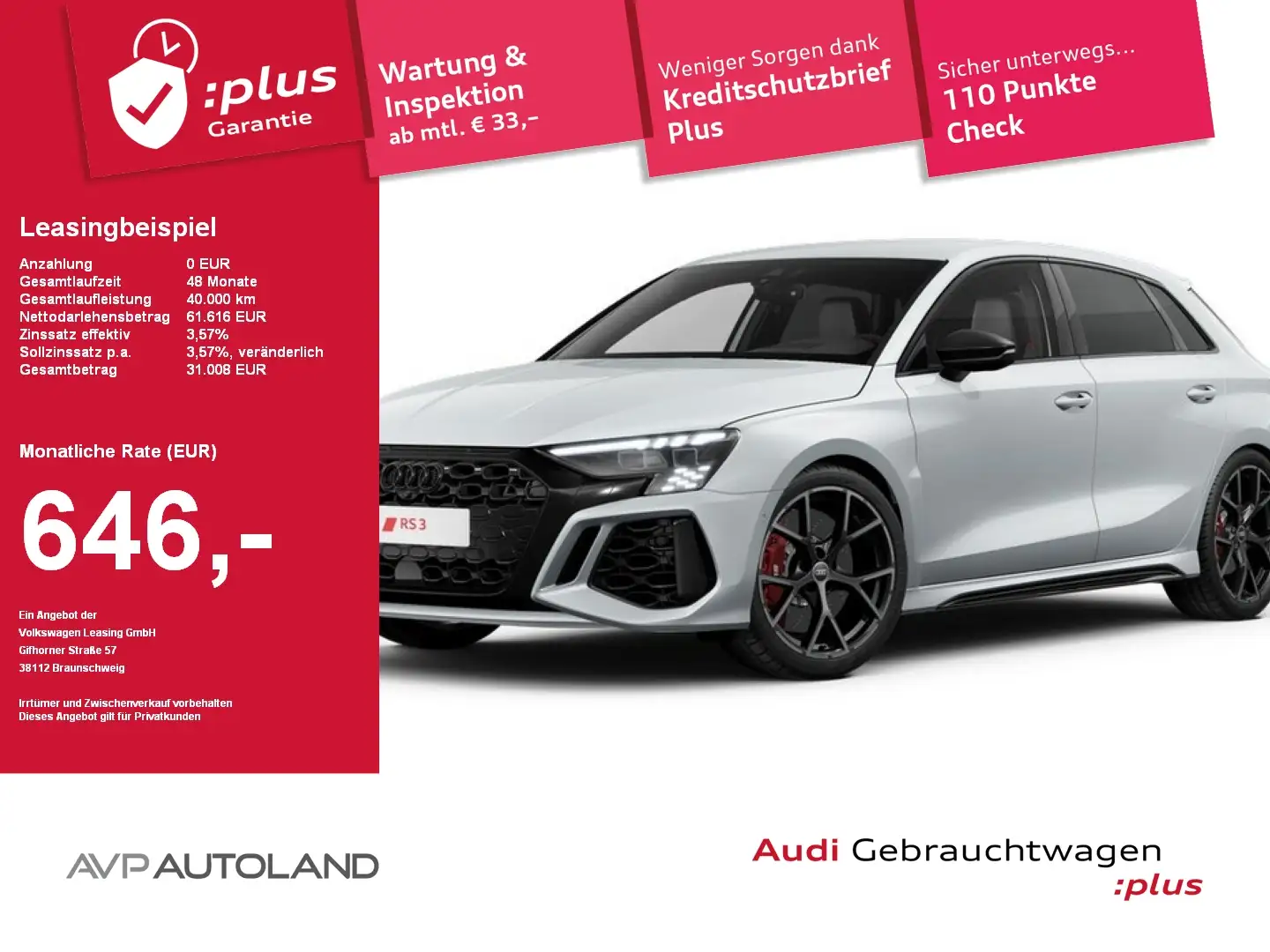 Audi RS3 RS 3 Sportback 2.5 TFSI quattro Stronic Weiß - 1