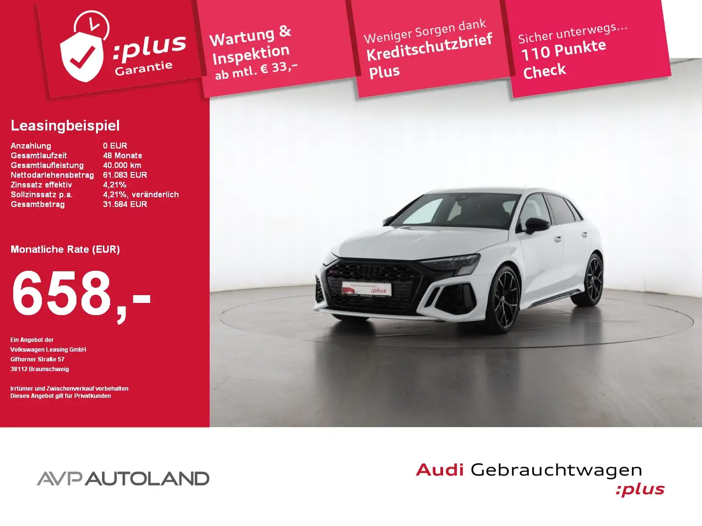 Audi RS3 RS 3 Sportback 2.5 TFSI quattro Stronic Bianco - 1