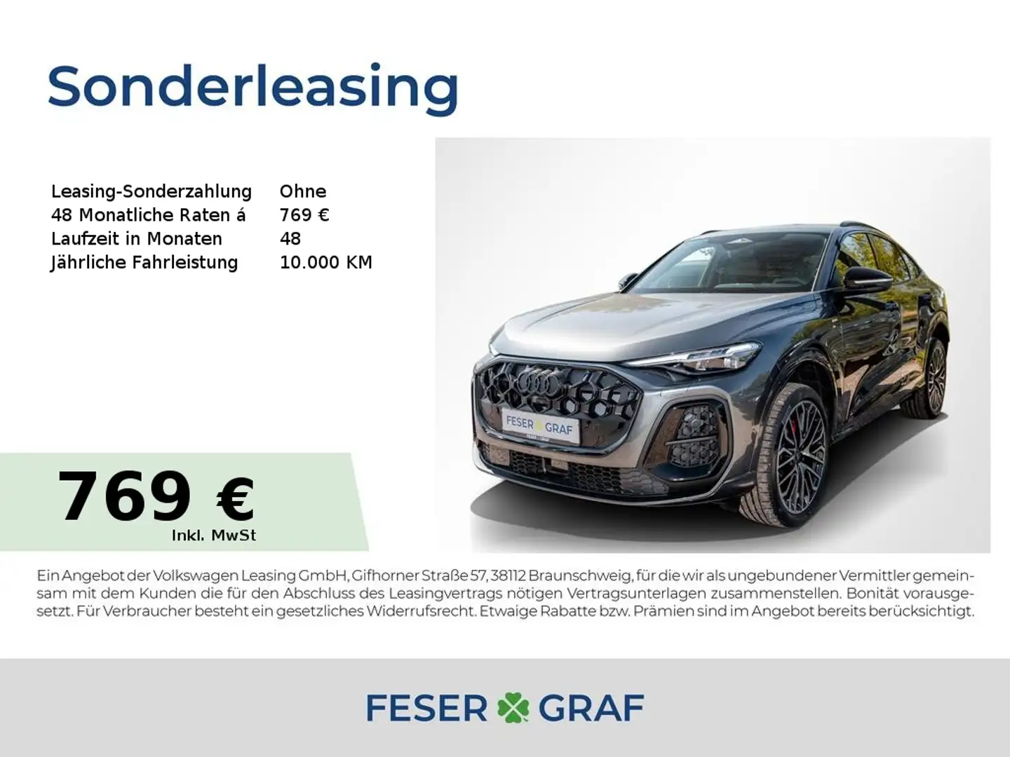 Audi Q5 Sportback TDI qu. 2x S line/tech pro/adAir Grau - 1