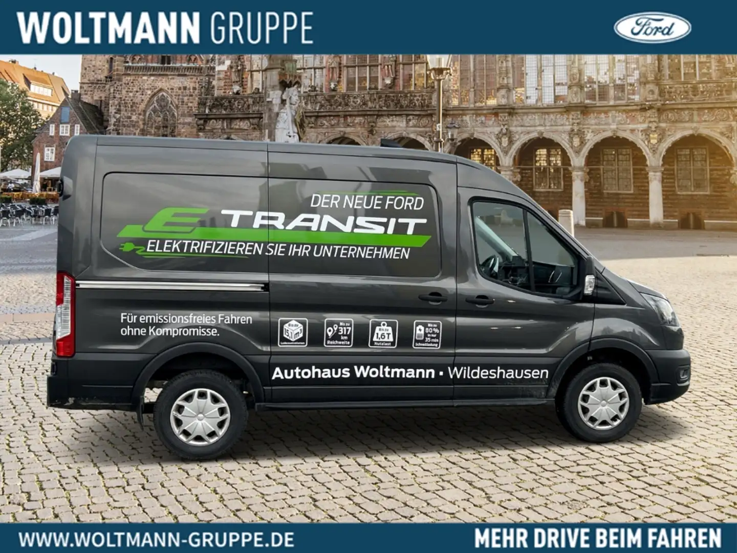 Ford Transit Kasten Trend Elektromotor 198 kw (269 PS) Navi Kli Grau - 2