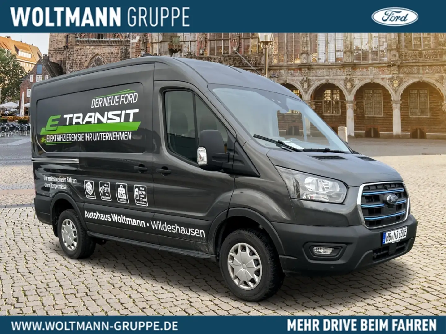 Ford Transit Kasten Trend Elektromotor 198 kw (269 PS) Navi Kli Grau - 1