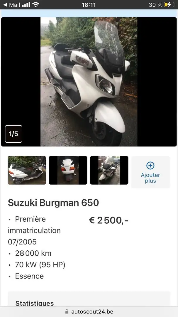 Suzuki Burgman 650 Biały - 1
