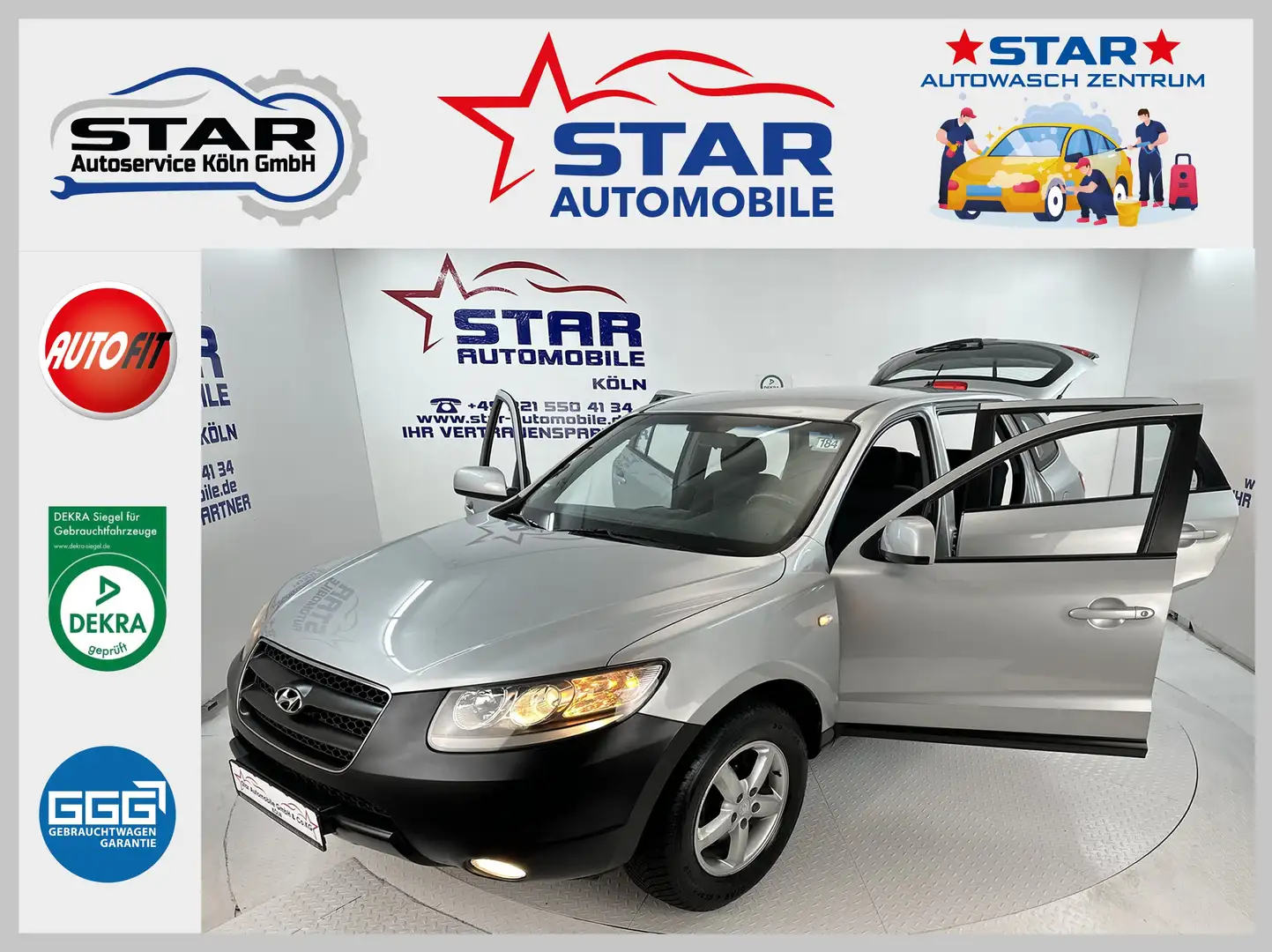Hyundai SANTA FE SantaFe V6 GLS 2WD*2.7i-139KW*AHK*ABS*KLIMA*SERVO* Silber - 1