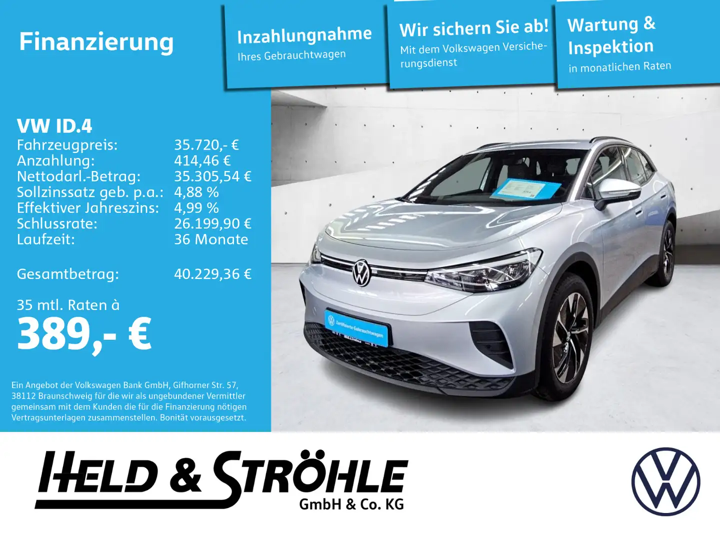 Volkswagen ID.4 Pro 210 kW 19 ACC APP DAB+ LED NAVI PDC Plateado - 1