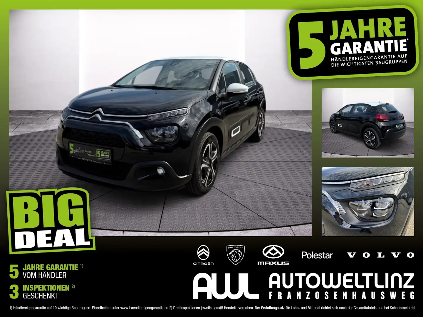 Citroen C3 1.5 BlueHDi 100 Feel LED+SHZ+KlimaA+PDC+SpurH Schwarz - 1