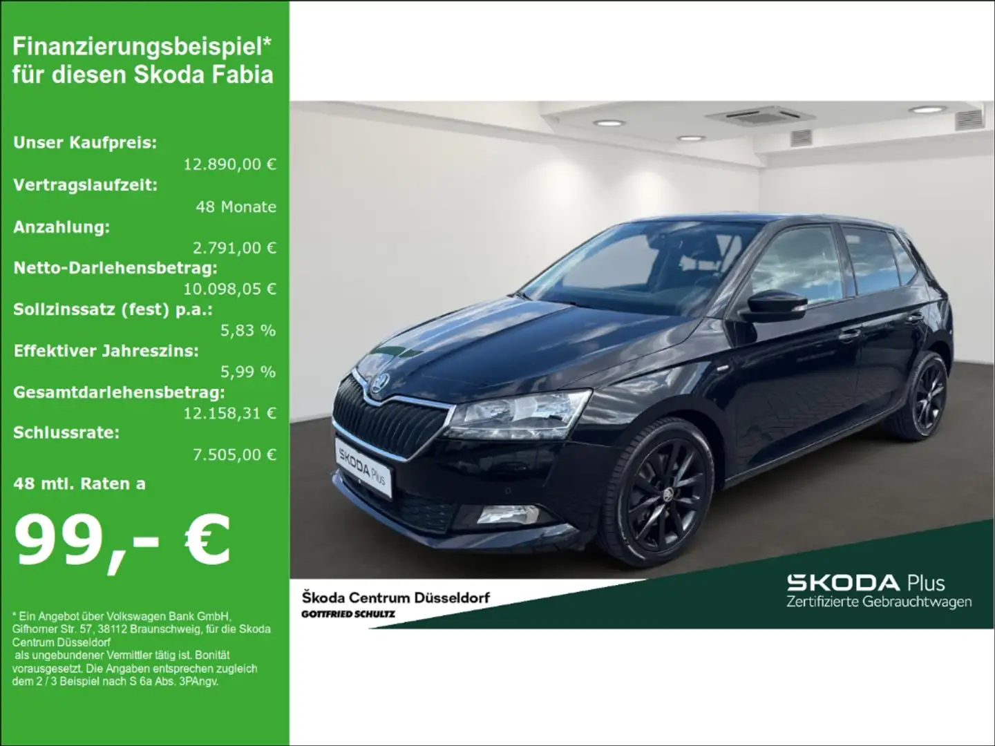 Skoda Fabia Drive 125 AHK Rückfahrkamera Einparkhilfe vorn und Noir - 1