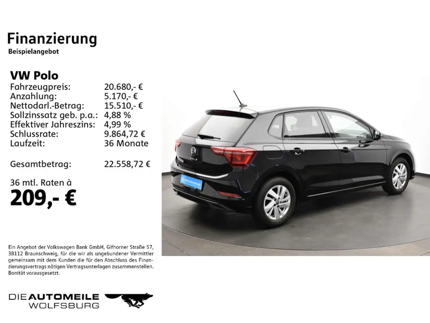 Volkswagen Polo VI 1.0 TSI Style Einparkhi v+h/Matrix LED/A Schwarz - 2
