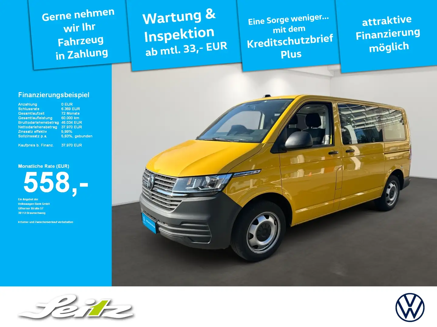 Volkswagen T6.1 Caravelle 2.0 TDI DSG 4-Motion Trendline Rückfahrkamera. Ein Gelb - 1