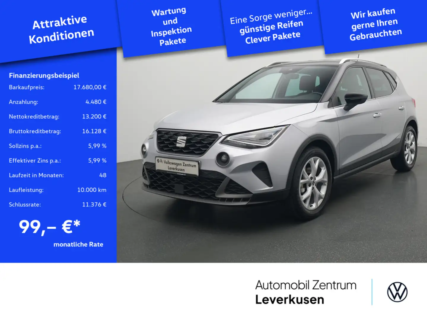 SEAT Arona FR CARPLAY APP LED PDC PORT NAVI Argent - 1