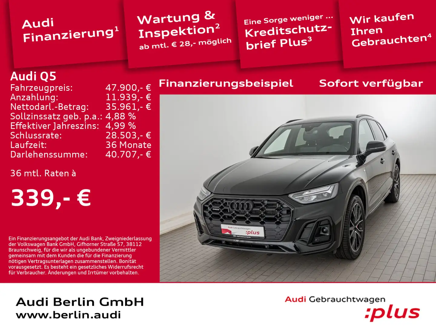 Audi Q5 S line 55 TFSI e qu. S tr. LED PDC RFK NAVI Schwarz - 1