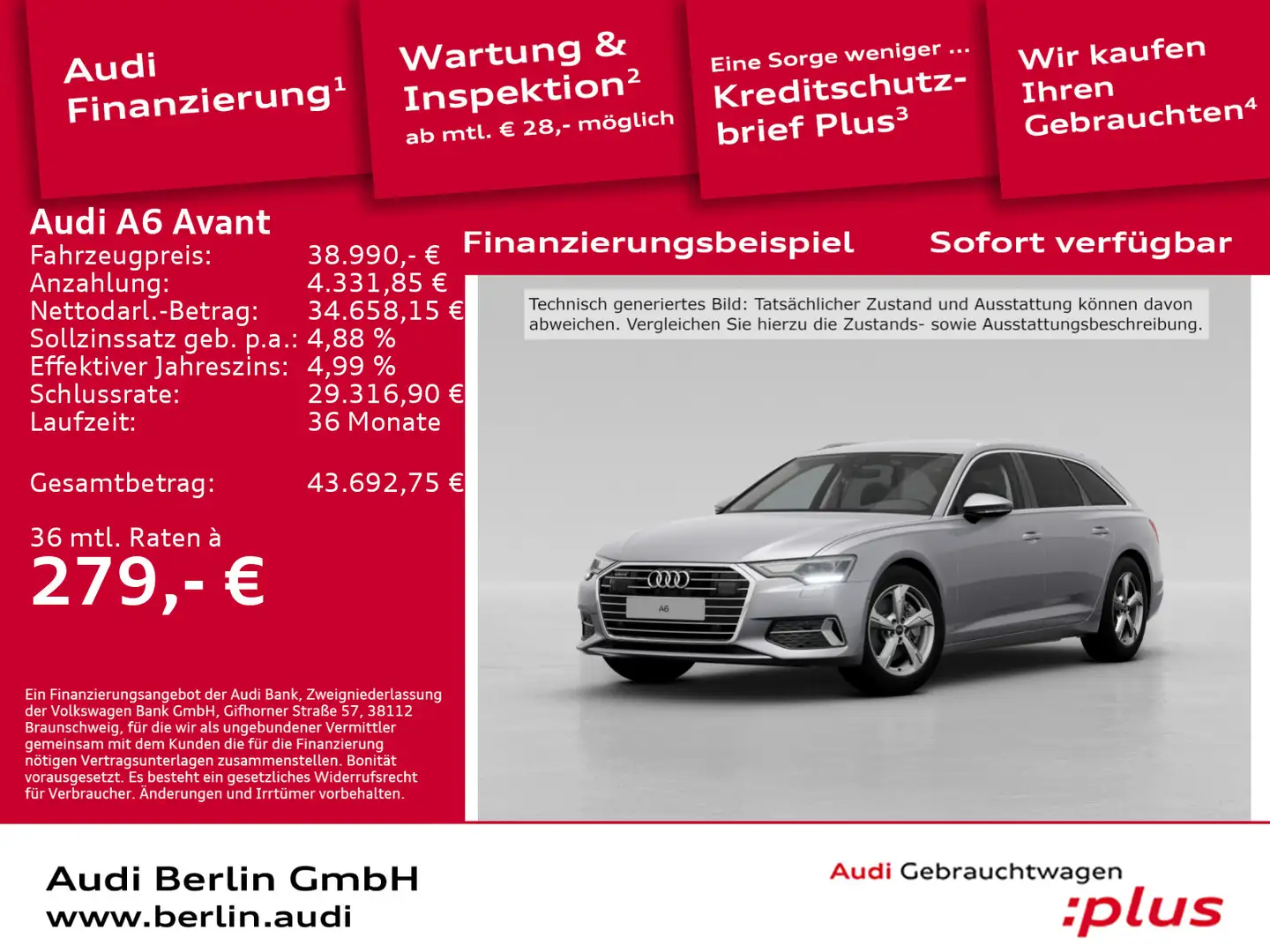 Audi A6 Sport 45 TFSI qu. S tr. AHK PDC LED RFK Silber - 1