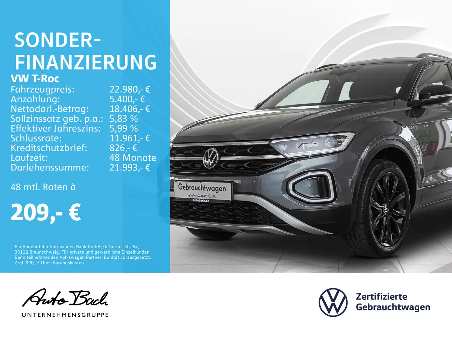 Volkswagen T-Roc 1.0 TSI "Style" Navi LED Digital Cockpit A Grau - 1