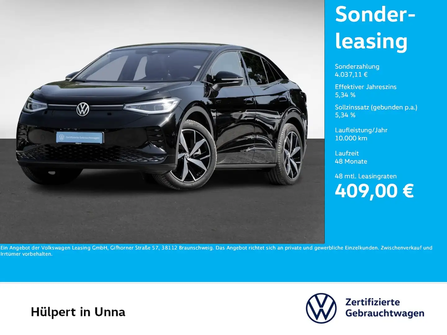 Volkswagen ID.5 GTX 4X4 PANO 360°CAM ACC LM20 E-KLAPPE NAVI Чорний - 1