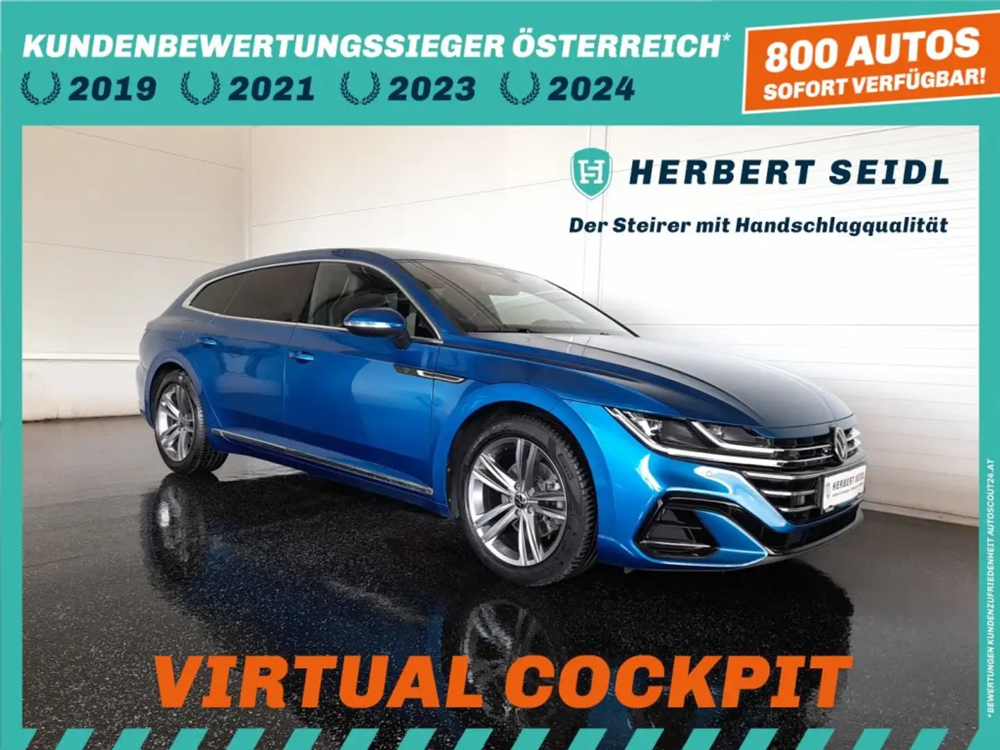 Volkswagen Arteon SB R-LINE 2,0 TDI DSG *LEDER MIT MEMORY / VOLL-LED MIT FLA UND DYN BLINKER / VIRTUELL / NAVI / ACC / HK SOUND* Blau - 1