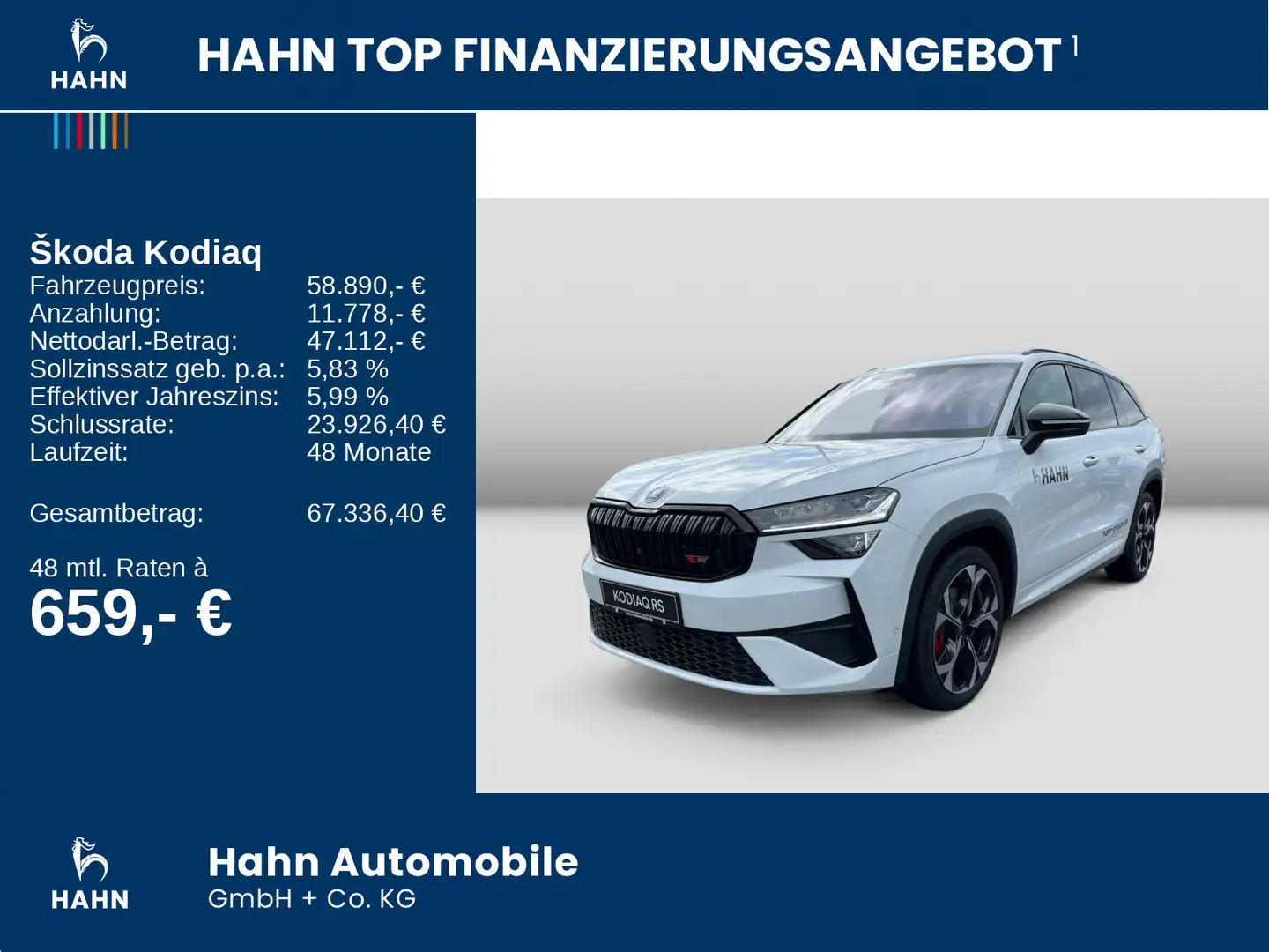Skoda Kodiaq RS TSI DSG 4x4 265PS AHK Pano Leder Assis Weiß - 2