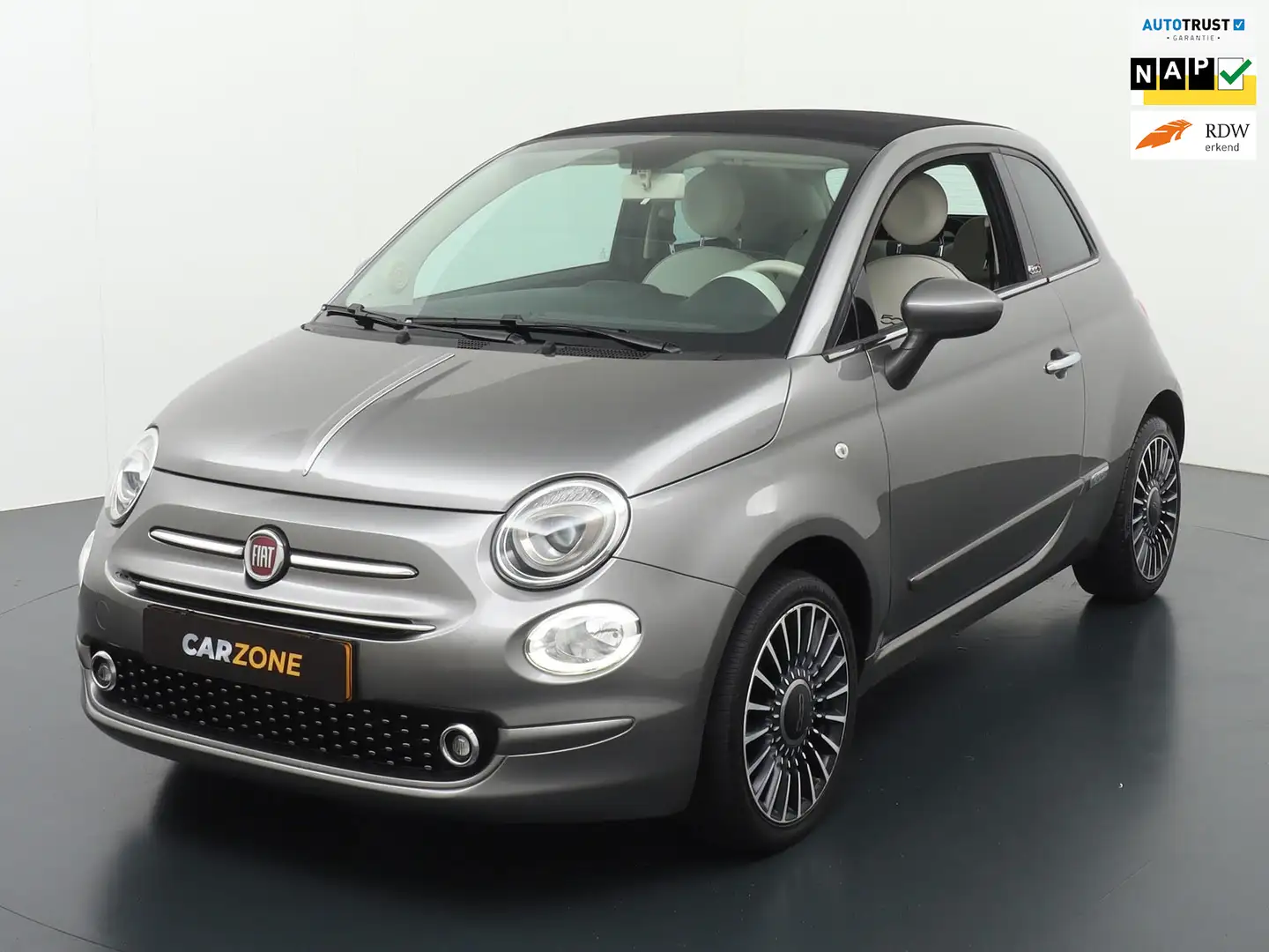 Fiat 500C 1.2|Cabrio|Cruise|Carplay|Navi|Climate|Nieuwe APK| Grijs - 1