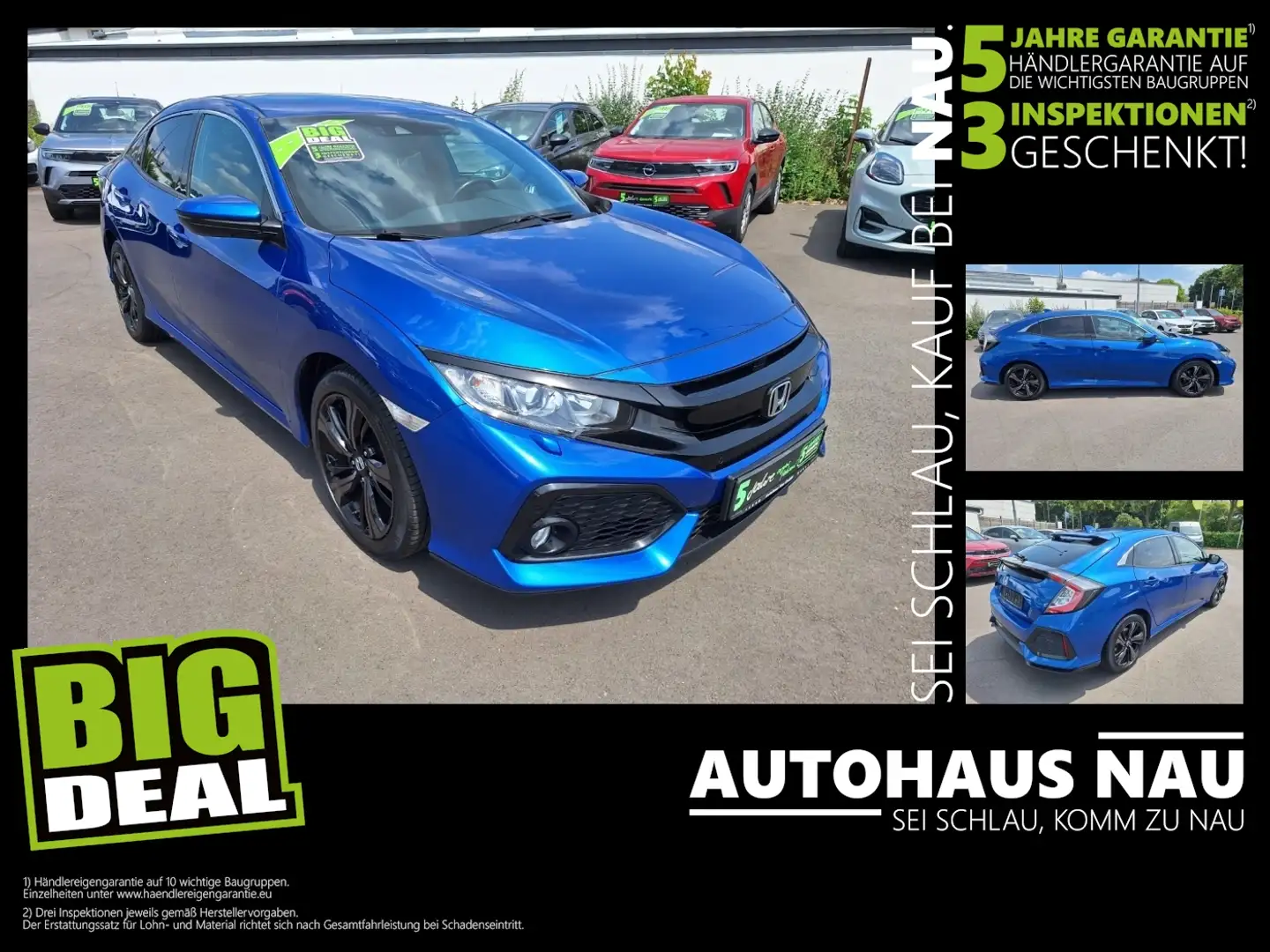 Honda Civic 1.0 VTEC Elegance inkl. Big Deal Blu/Azzurro - 1
