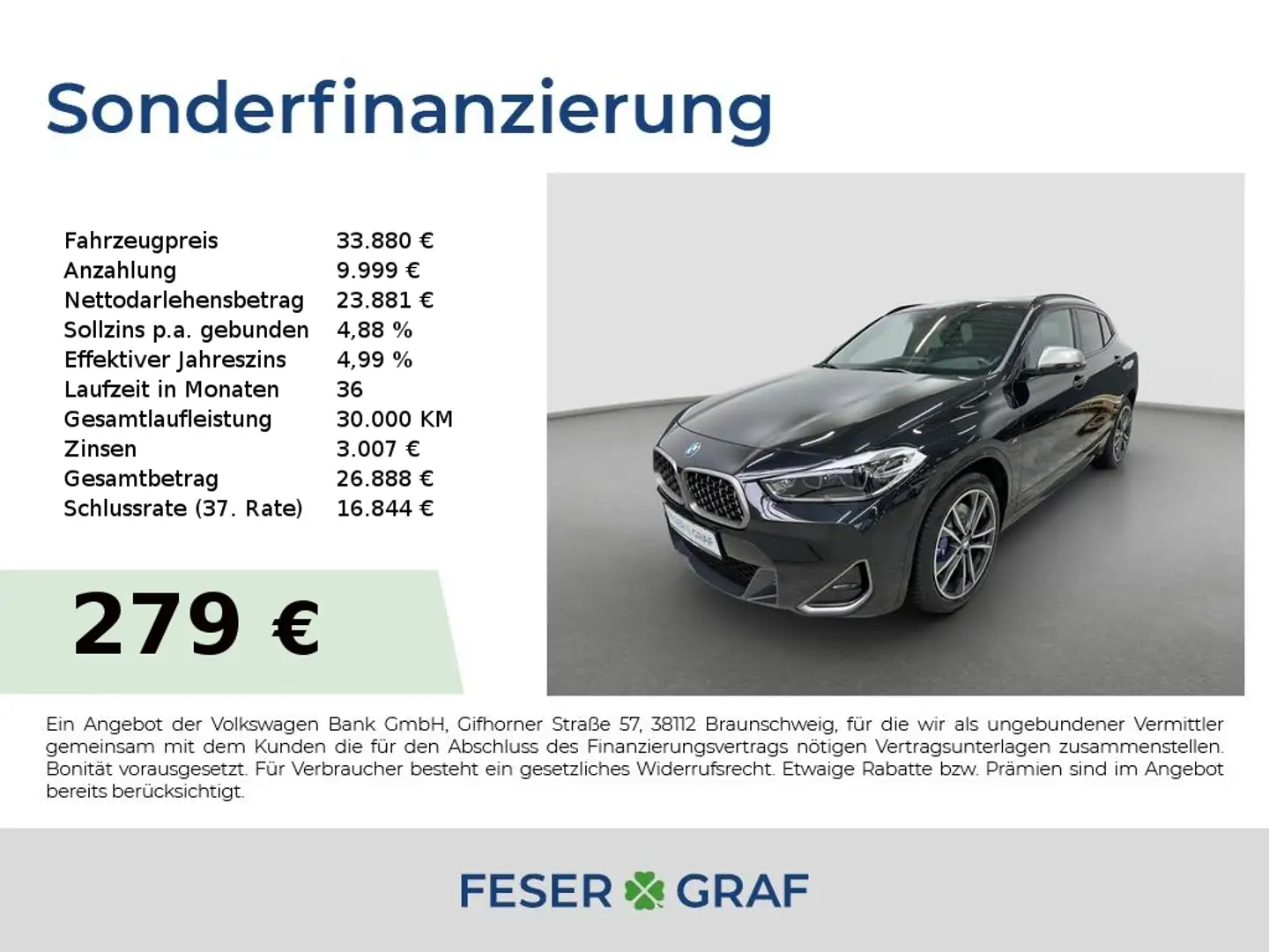 BMW X2 M35 i xDrive 225KW 8-Gang AG Panorama Kamera Schwarz - 1