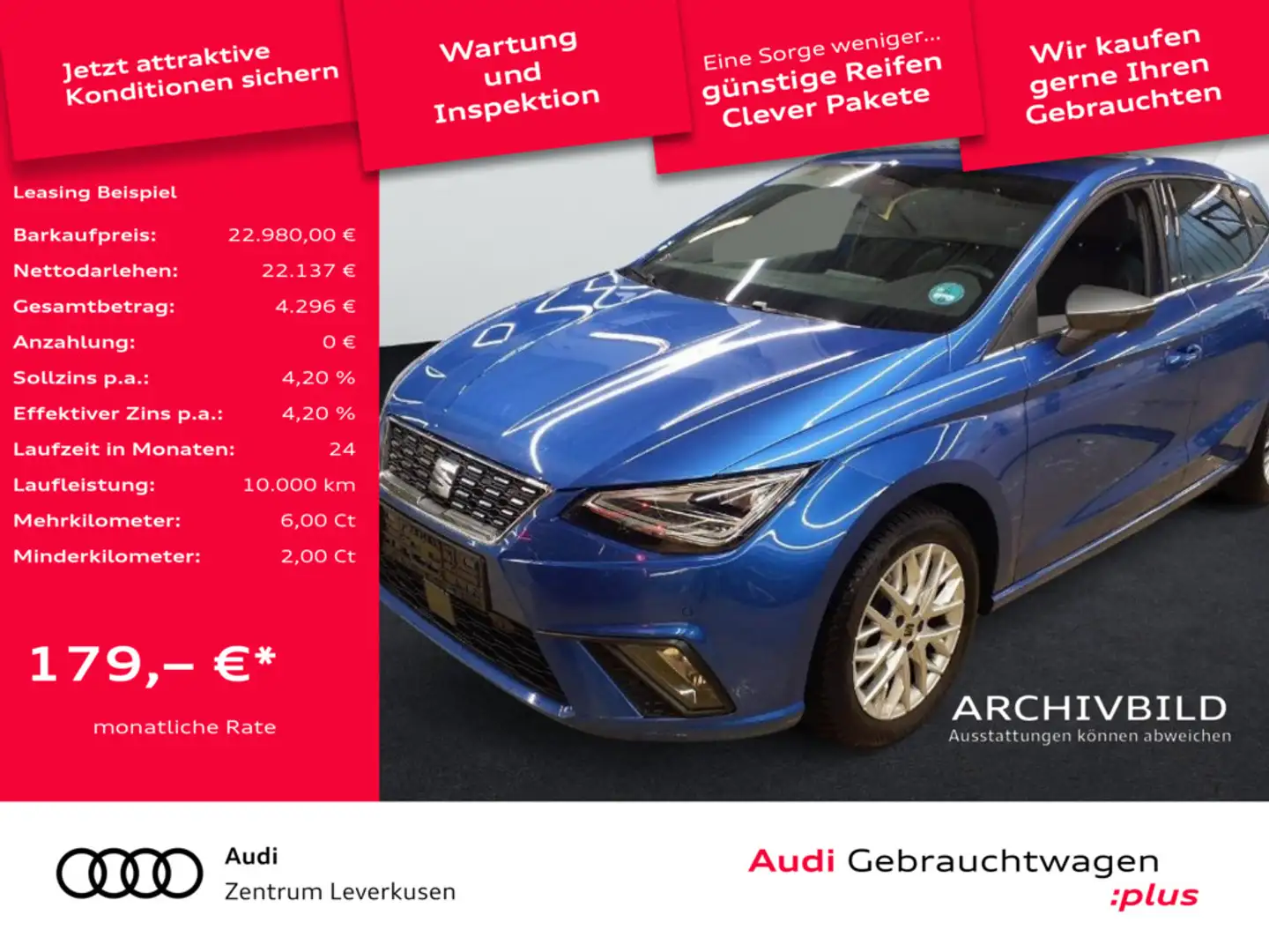 SEAT Ibiza Xcellence DSG CARPLAY LED PDC ACC LEDER Schwarz - 1