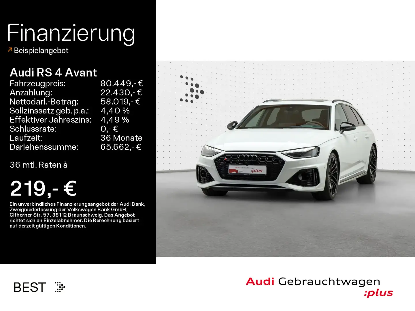 Audi RS4 *RS-AGA*MATRIX*B&O*280KM/H*PANO*HUD*OP Weiß - 1