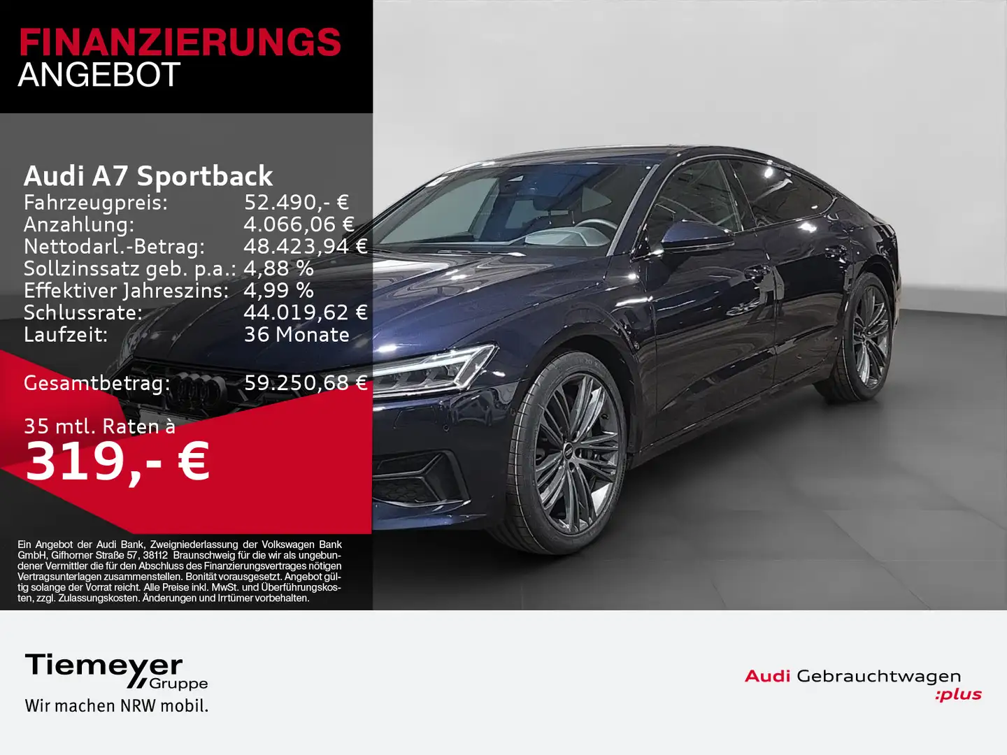 Audi A7 50 TFSI e Q LM20 LEDER MEMORY AHK H Blau - 1