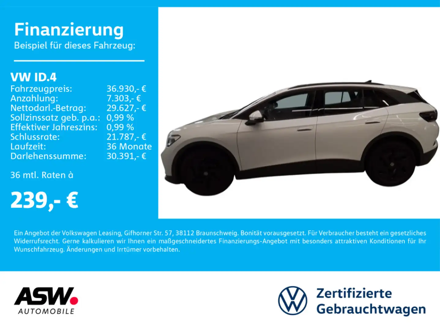 Volkswagen ID.4 Pro LED Navi PDC ACC SHZ Wärmepumpe Weiß - 1