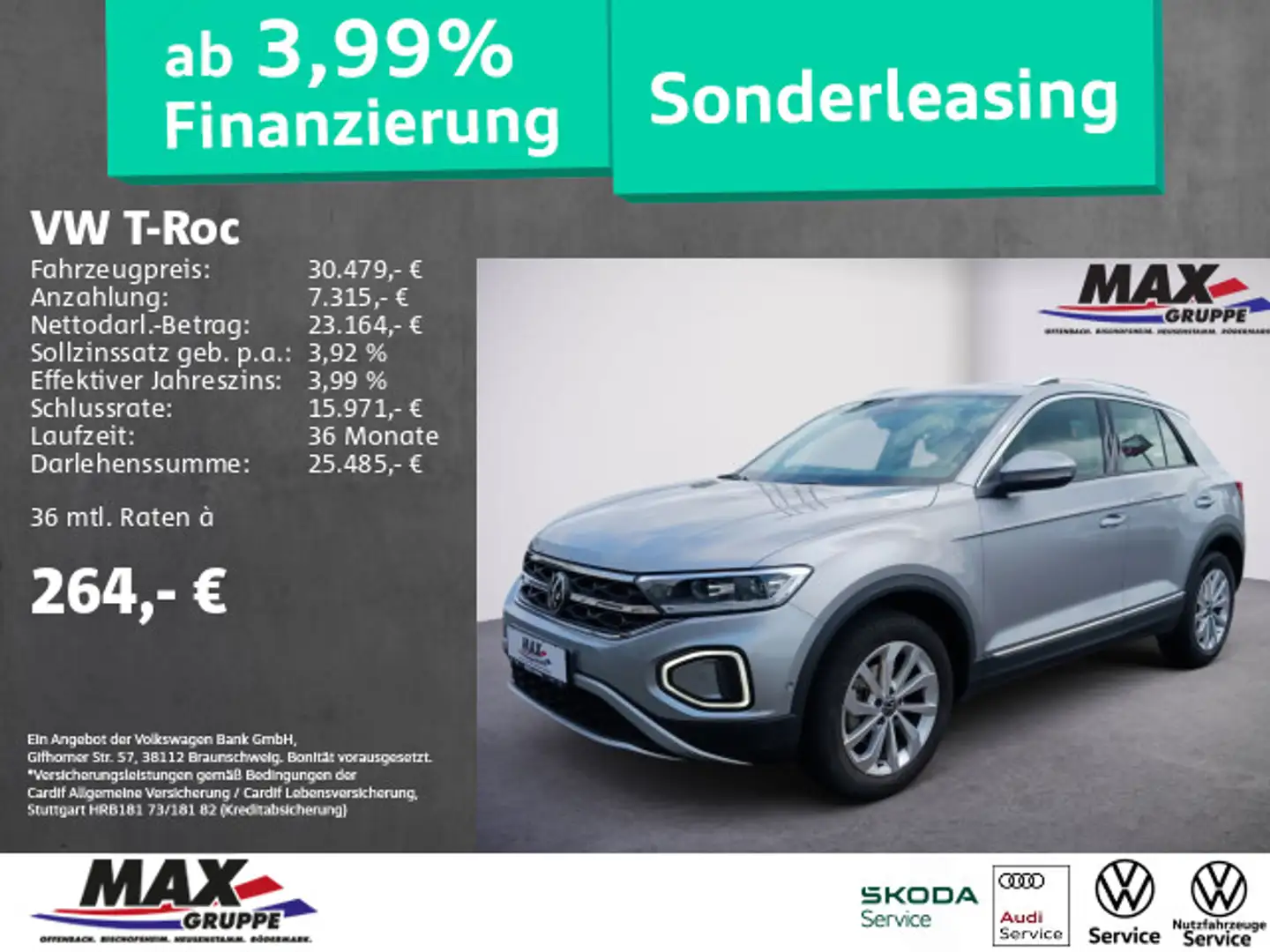 Volkswagen T-Roc 1.5 TSI DSG STYLE LED+PANO+KAM+LANE ASSIST Silber - 1
