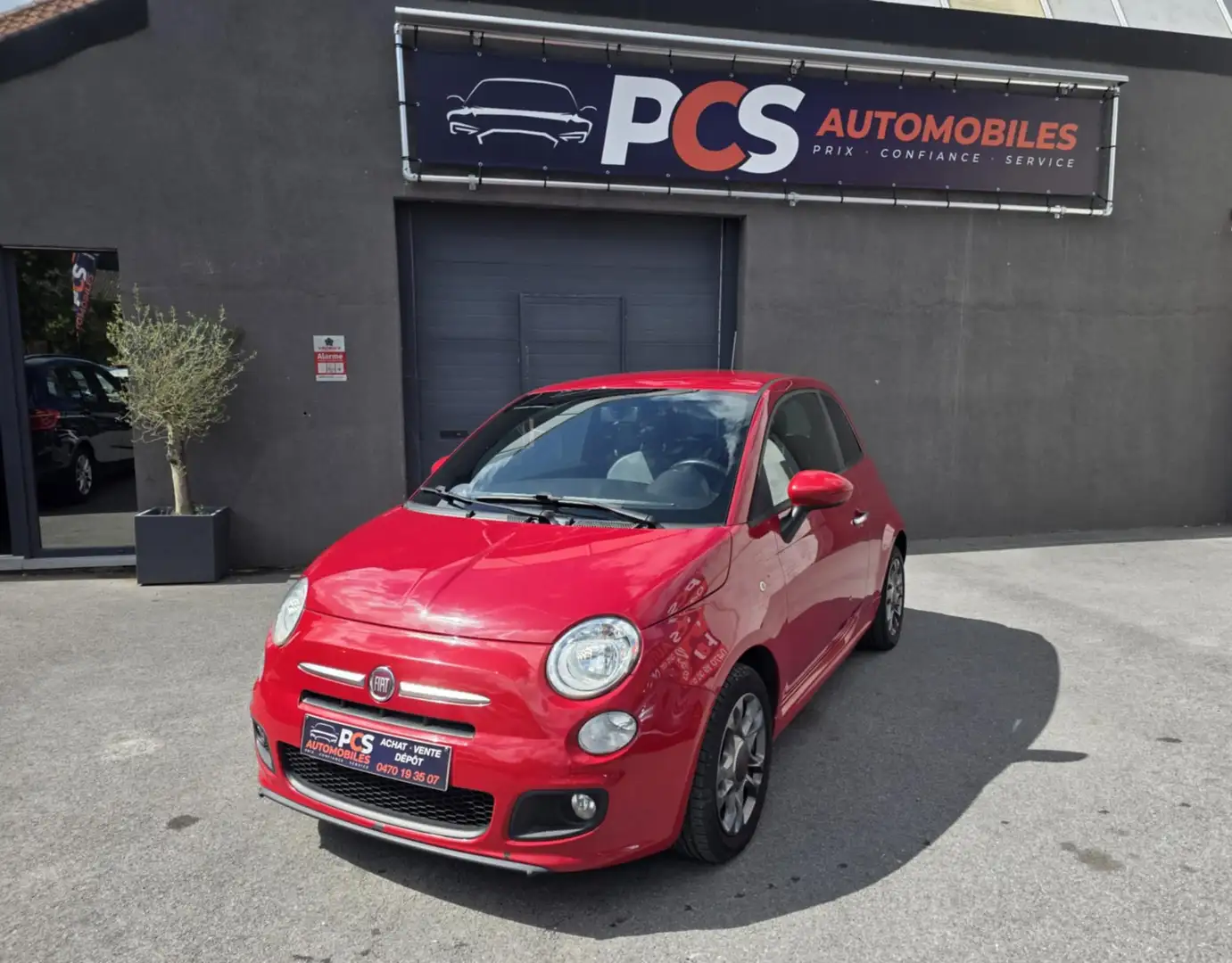 Fiat 500 1.2i lounge EURO 6*SEMI CUIR*CLIM*DISTRI OK Rouge - 2