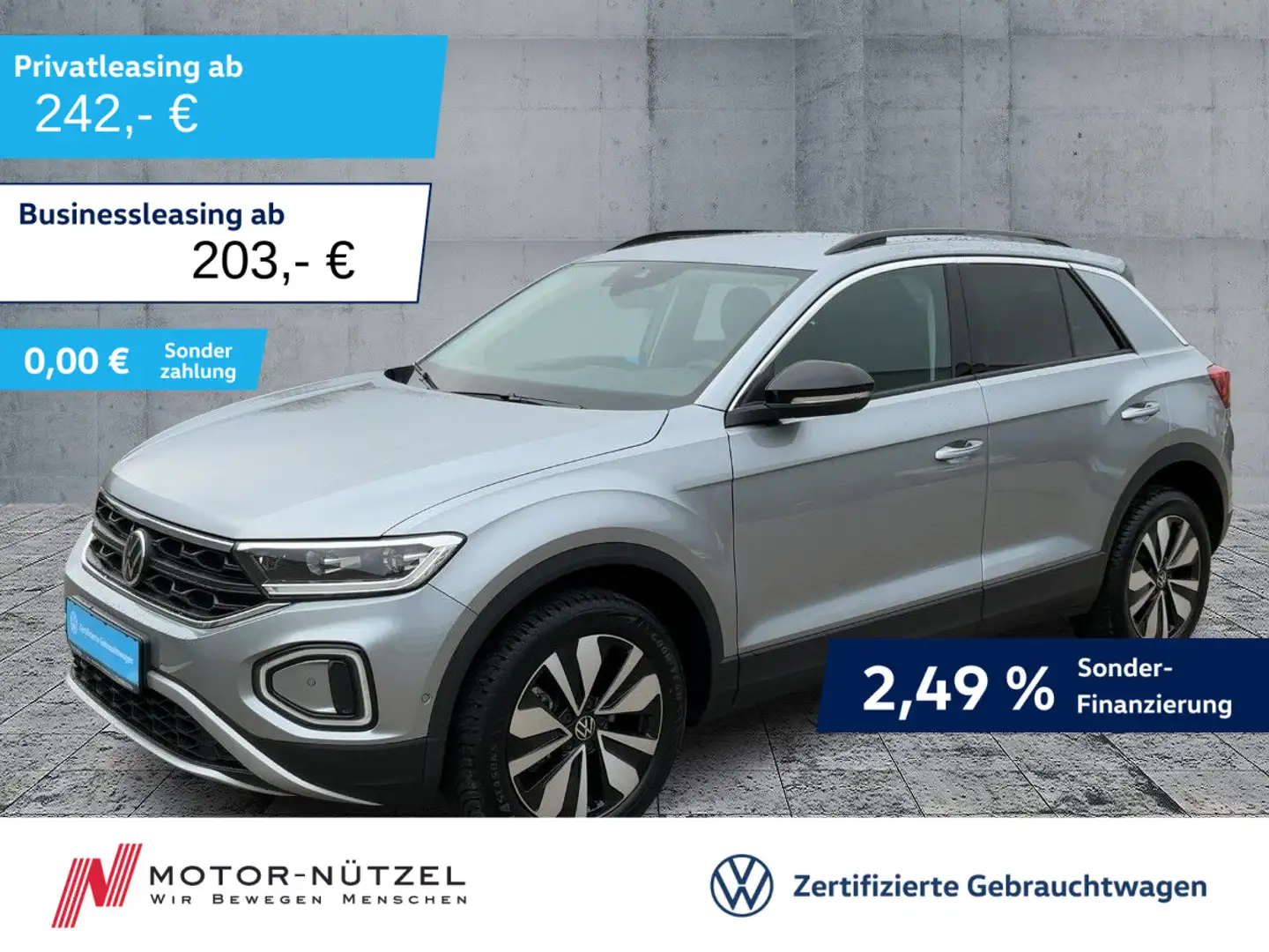 Volkswagen T-Roc 1.0 TSI GOAL 5JG+LEDplus+NAVI+ACC+SHZ+DAB Plateado - 1