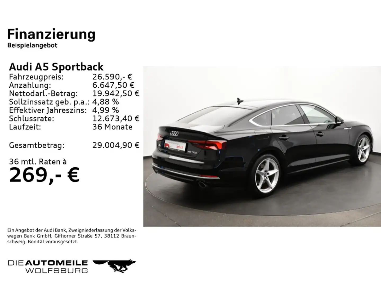 Audi A5 40 TFSI S tronic sport NAVI/LED/TOU Noir - 2