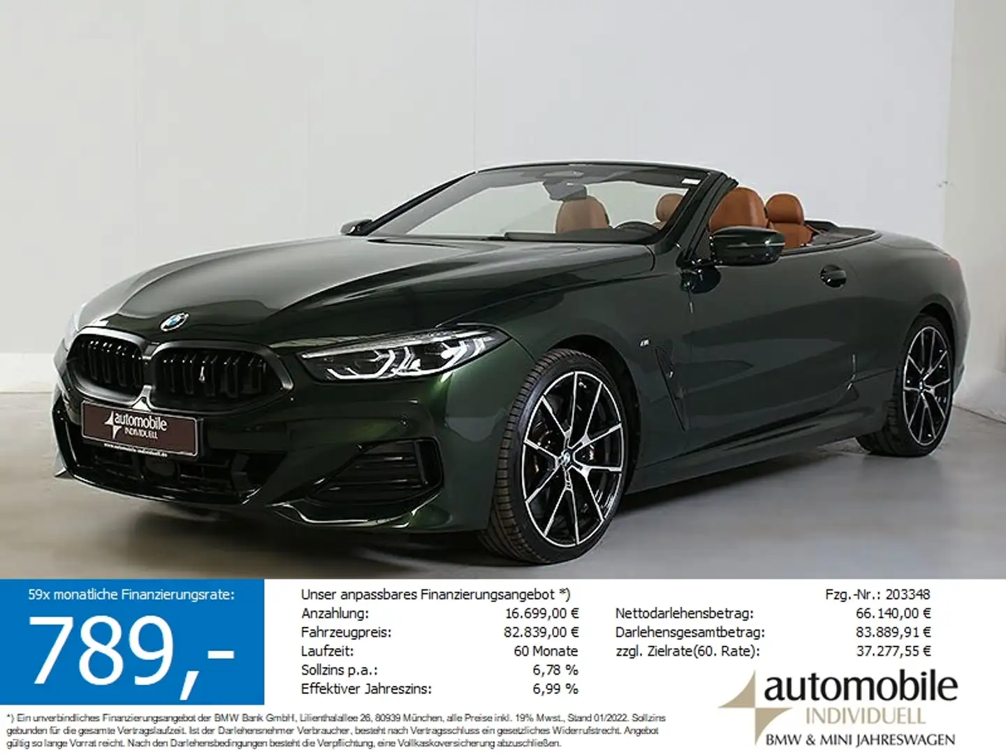 BMW 840 d xDr. Cabrio M Sport Pro ACC LiveCockpit ACC zelena - 1