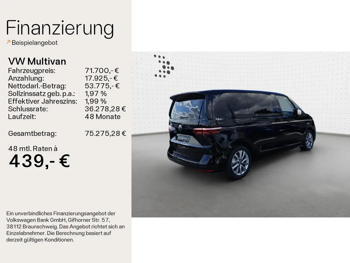Volkswagen T7 Multivan T7 Multivan GOAL TDI *AGR*Navi*AHK*Stand* Zwart - 2