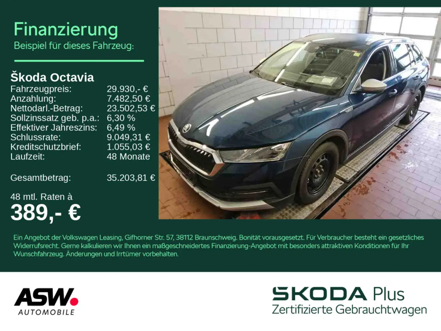 Skoda Octavia Combi Scout 2.0 TDI 4x4 DSG LED HUD AHK Blau - 1