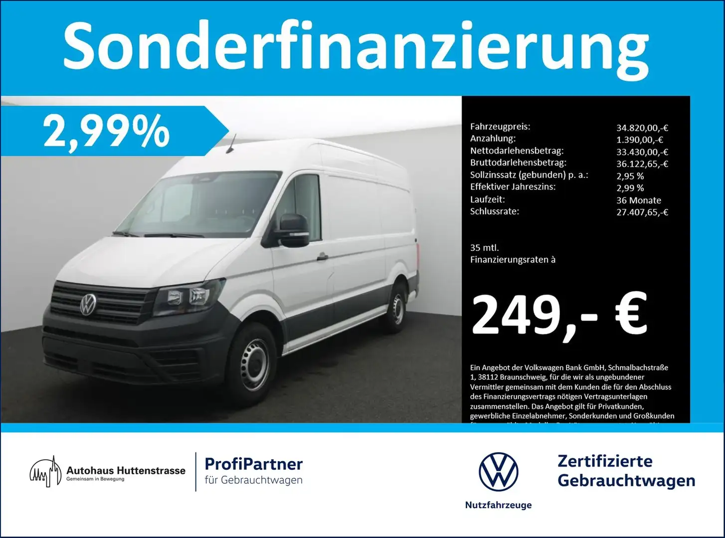 Volkswagen Crafter 35 Kasten 2.0 TDI MR VIRTUAL KAMERA KLIMA Weiß - 1