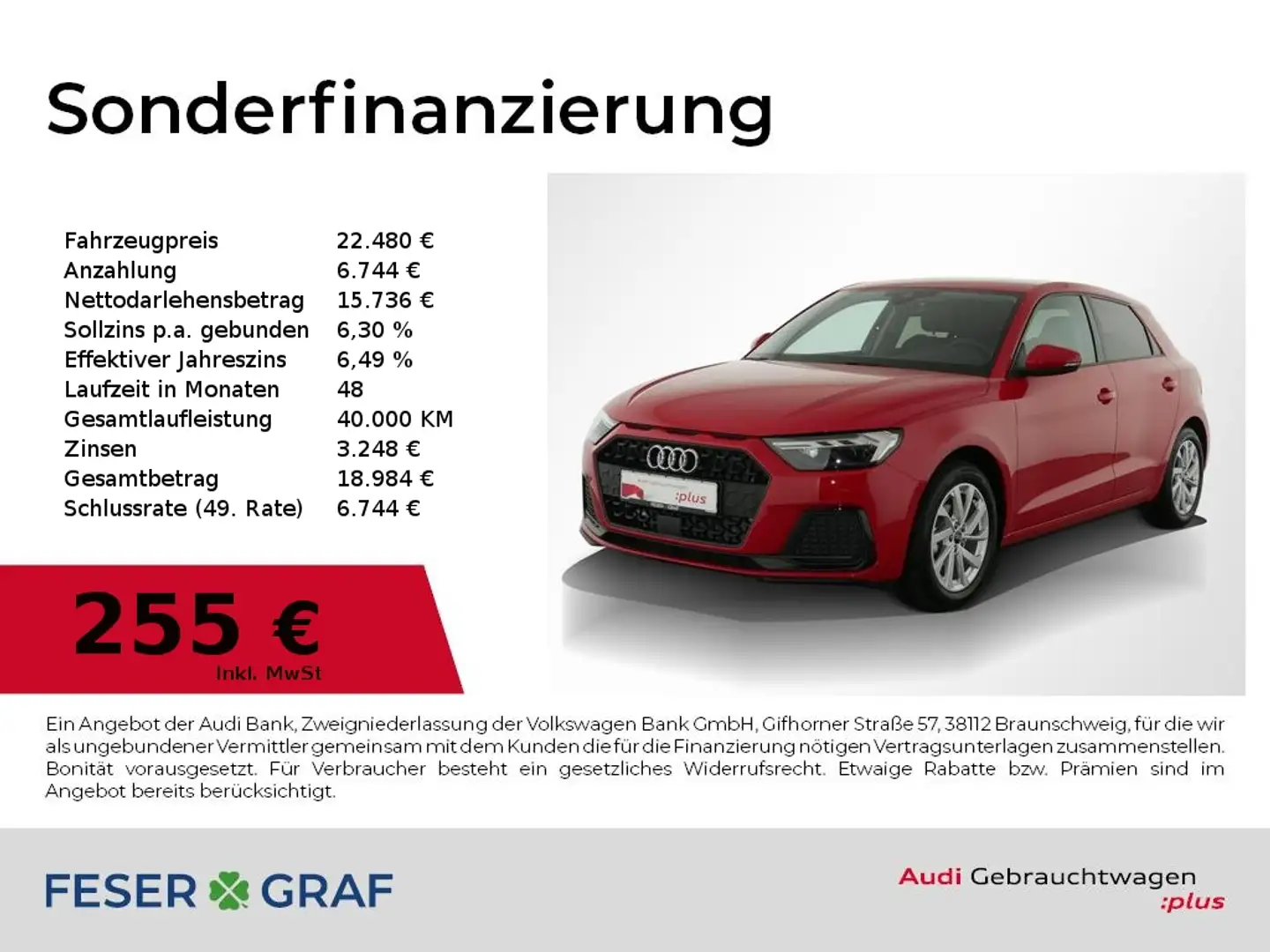 Audi A1 Sportback Leder/LED/SHZ/Tempo/PDC/Sound-S/16" Rot - 1