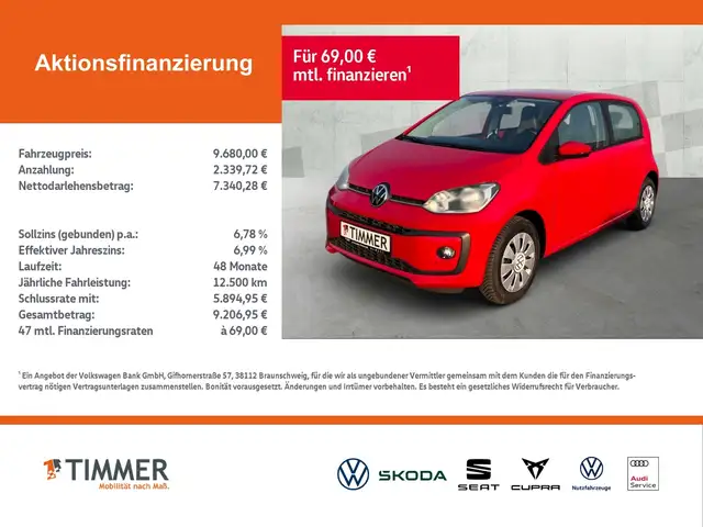 Volkswagen up! 1.0 MOVE! +4-TÜR +ALLWETTER +SHZ +DAB+ +KLIMA +