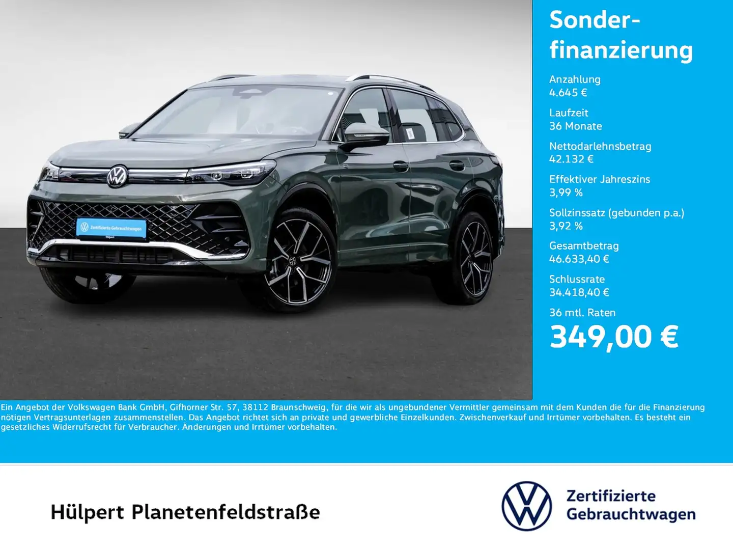 Volkswagen Tiguan 2.0 R-LINE 4X4 NEUESMODELL AHK 360CAM 20Z Vert - 1