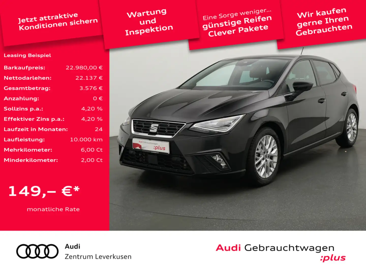 SEAT Ibiza FR DSG NAVI VIRT KAM KEYLESS LED SHZ PD Schwarz - 1
