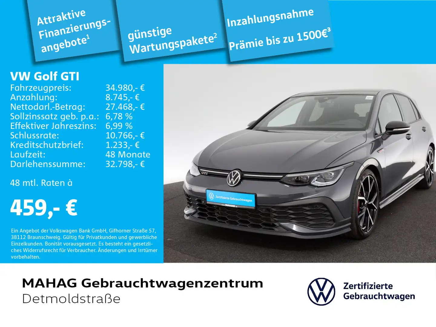 Volkswagen Golf GTI Golf VIII GTI Clubsport 2.0 TSI BlackStyle Navi Grau - 1