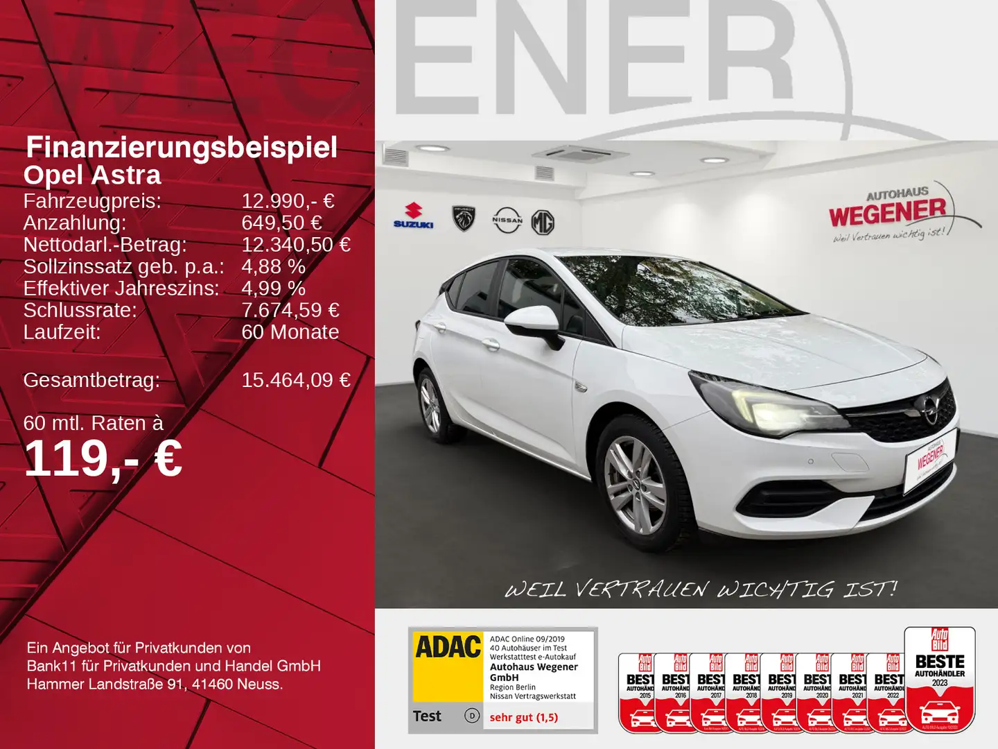 Opel Astra 1.2 6MT SHZ LED PDC LHZ Blanc - 2
