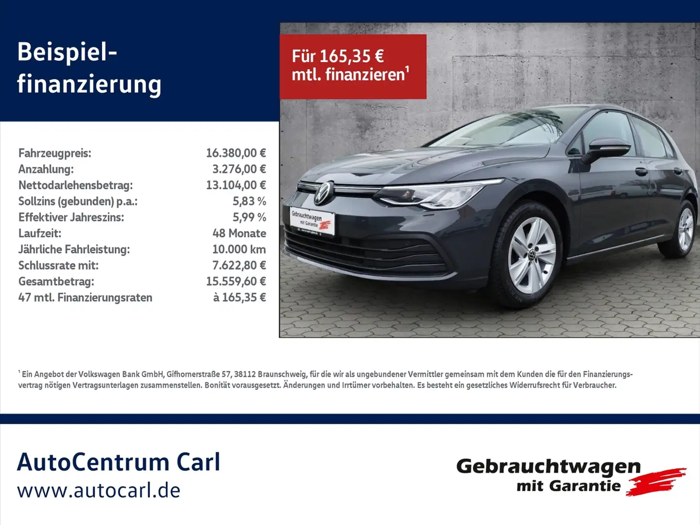 Volkswagen Golf VIII Life 1.0 TSI NAV/L+S/SHZ/LED/PDC KLIMA LED N Grau - 1