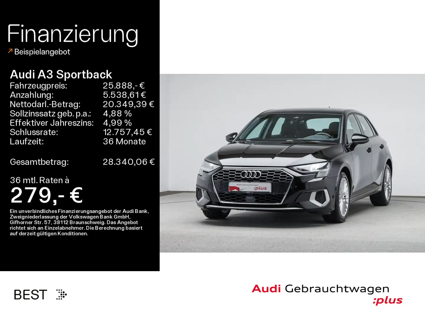 Audi A3 advanced 35 TFSI Pano*Assist*B&O* Schwarz - 1
