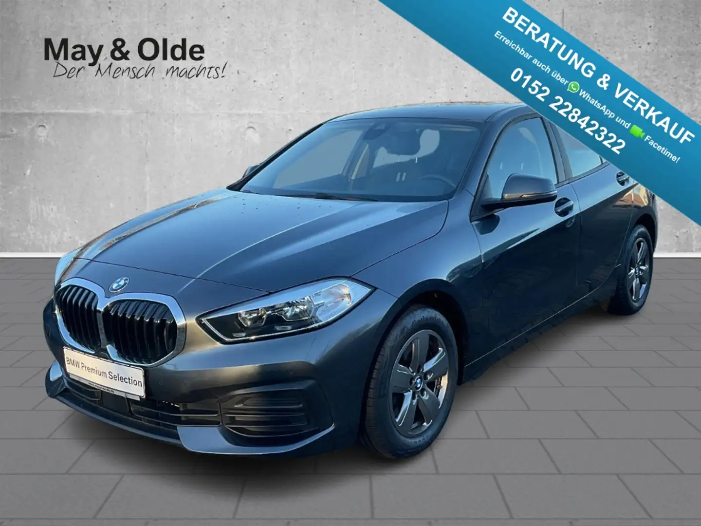 BMW 116 d Aut T-Leder Navi PDC SHZ Sportsitze Grau - 1