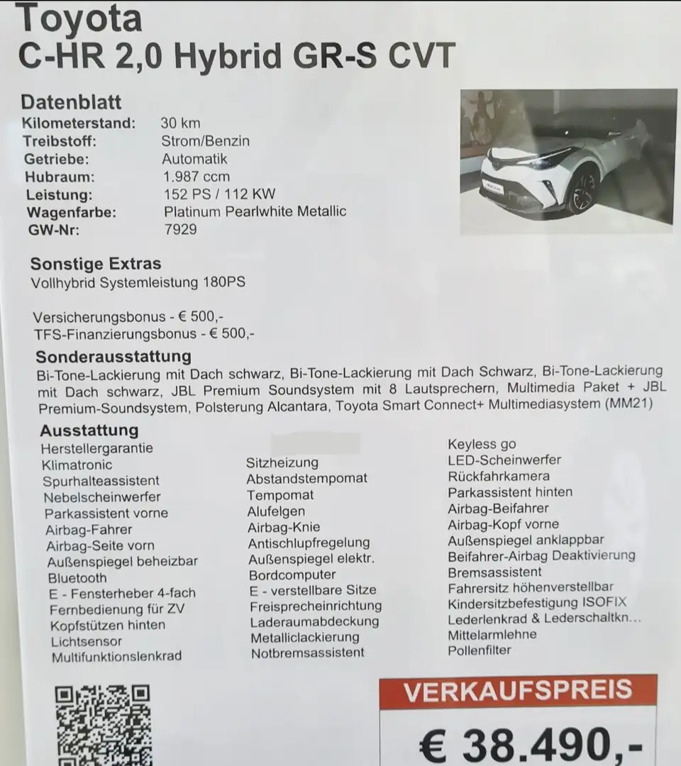 Toyota C-HR C-HR 2,0 Hybrid GR-SPORT CVTGR-SPORT Weiß - 2