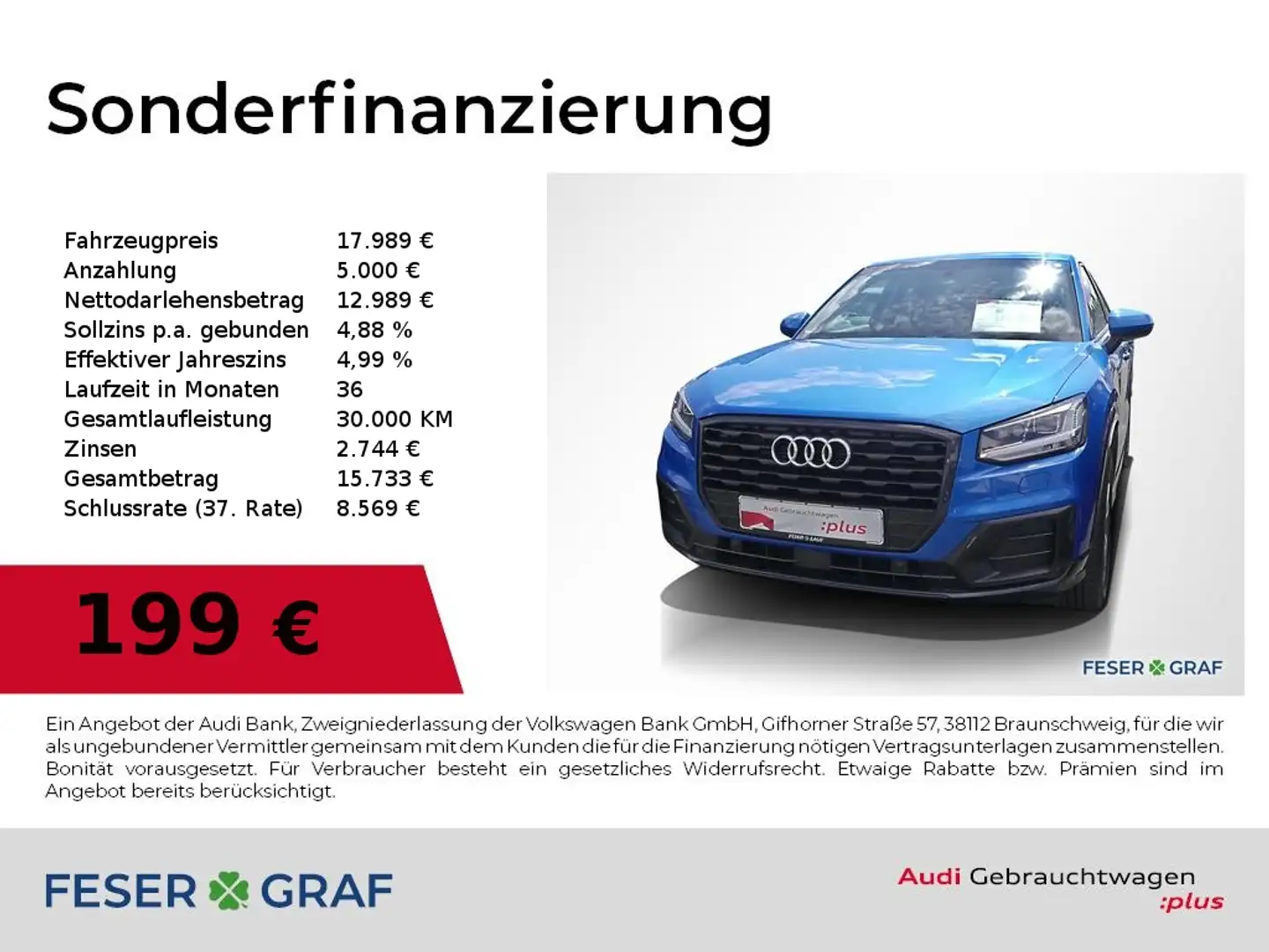 Audi Q2 design 1.4 TFSI Navi,LED,PDC,Sitzhzg,Tempomat Blau - 1