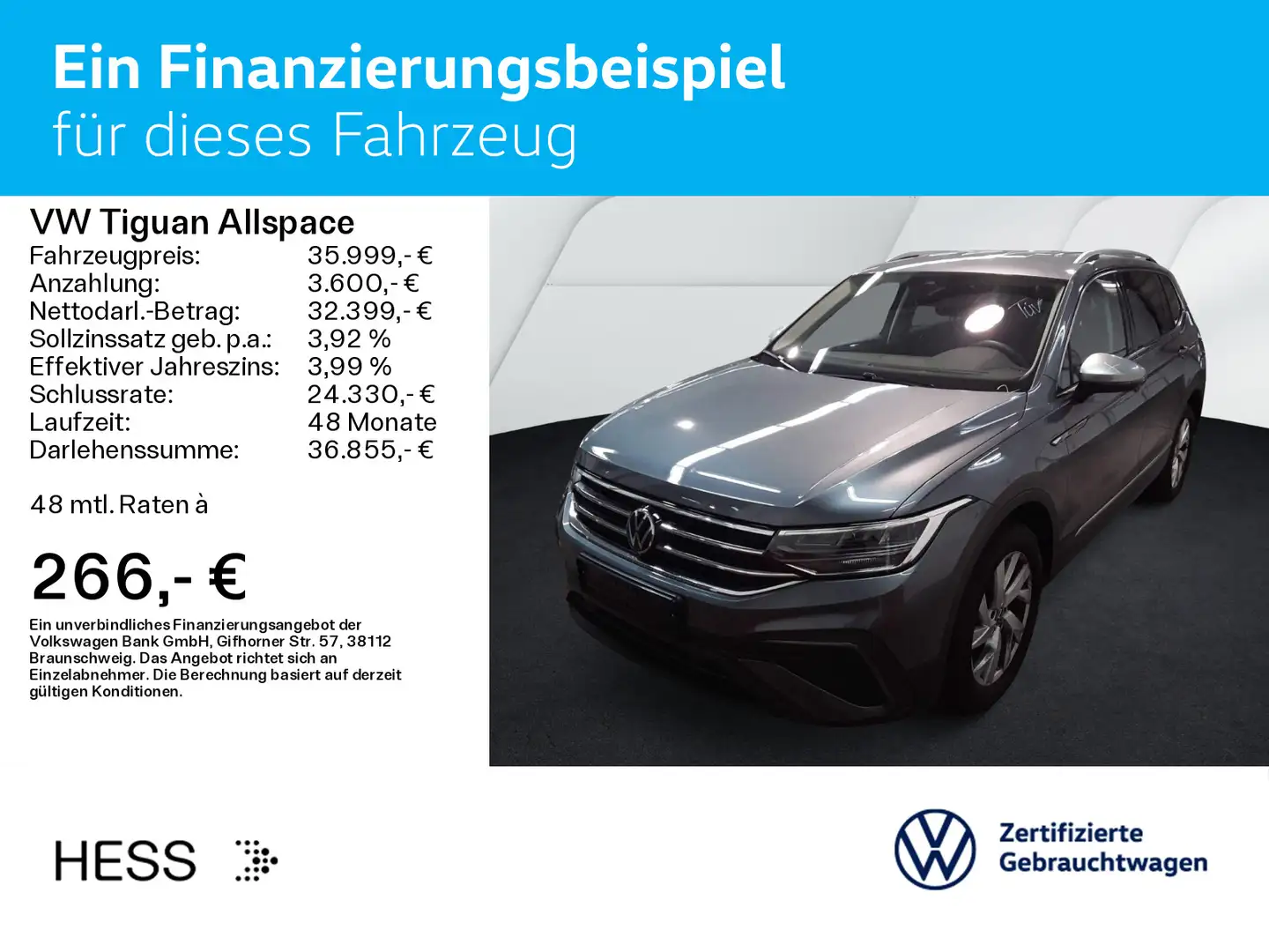 Volkswagen Tiguan Allspace 2.0 TDI DSG LIFE*7-SITZER*LED*AH Gris - 2