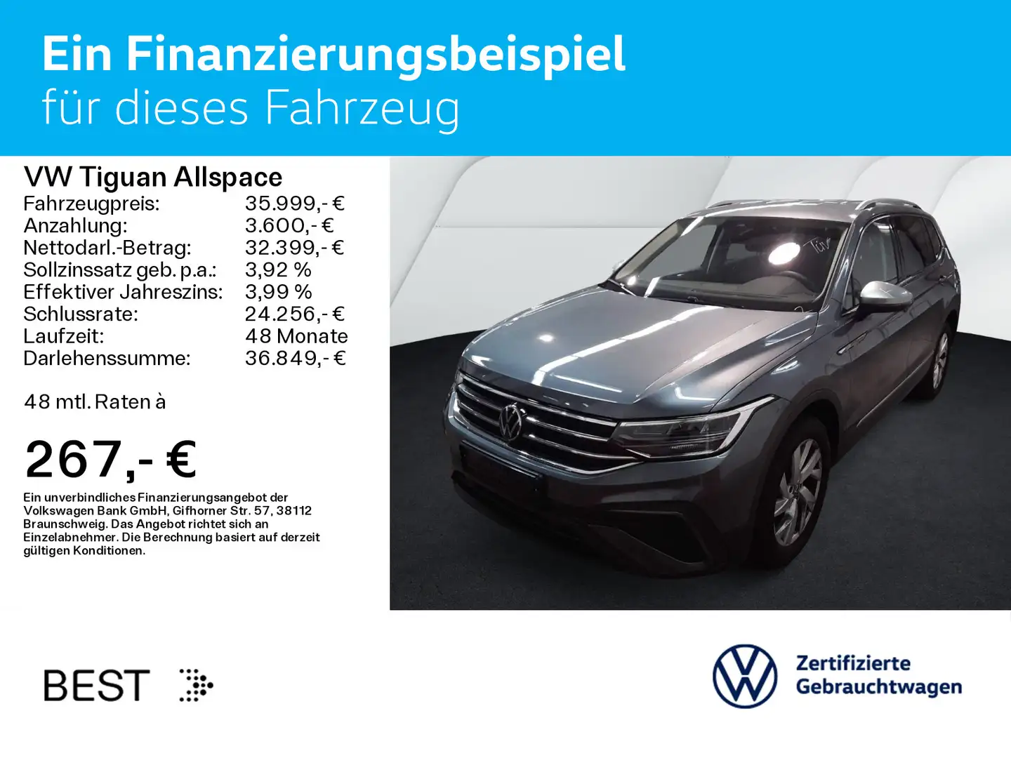 Volkswagen Tiguan Allspace 2.0 TDI DSG LIFE*7-SITZER*LED*AH Grau - 2